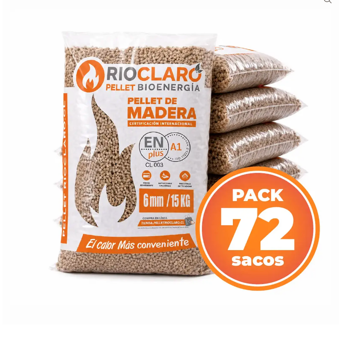 72 bolsas de Pellet Madera 15 kg